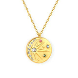18mm eight-pointed star with colored diamonds 0.3 cross chain 40+5cm+6mm round pendant necklace, gold