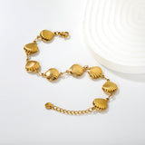 12*12.9mm 8 hollow shell accessories 18+3cm+6mm round tail brand bracelet steel color gold