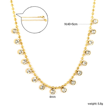 4mm 16 round bead chains with diamond accessories, 2.0 bead chain, 40+5cm + 6mm round tag necklace asonjewelry