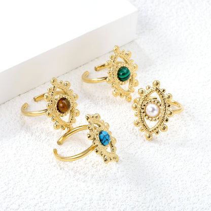 18.4*26.2mm Eye Split Ring Pearl/Turquoise/Malachite/ Golden 8 asonjewelry