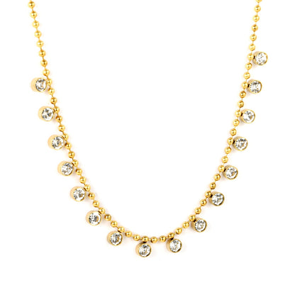 4mm 16 round bead chains with diamond accessories, 2.0 bead chain, 40+5cm + 6mm round tag necklace asonjewelry