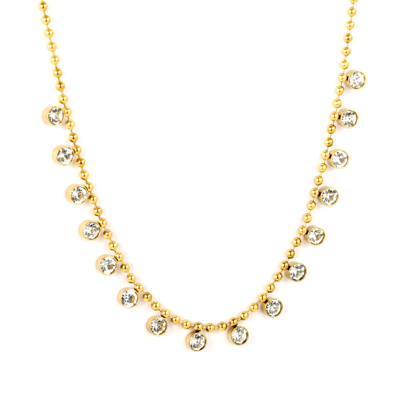 4mm 16 round bead chains with diamond accessories, 2.0 bead chain, 40+5cm + 6mm round tag necklace