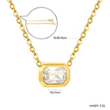 10*7mm white/pink/champagne zirconia 0.35 cross chain 40+5cm+6mm round pendant necklace gold
