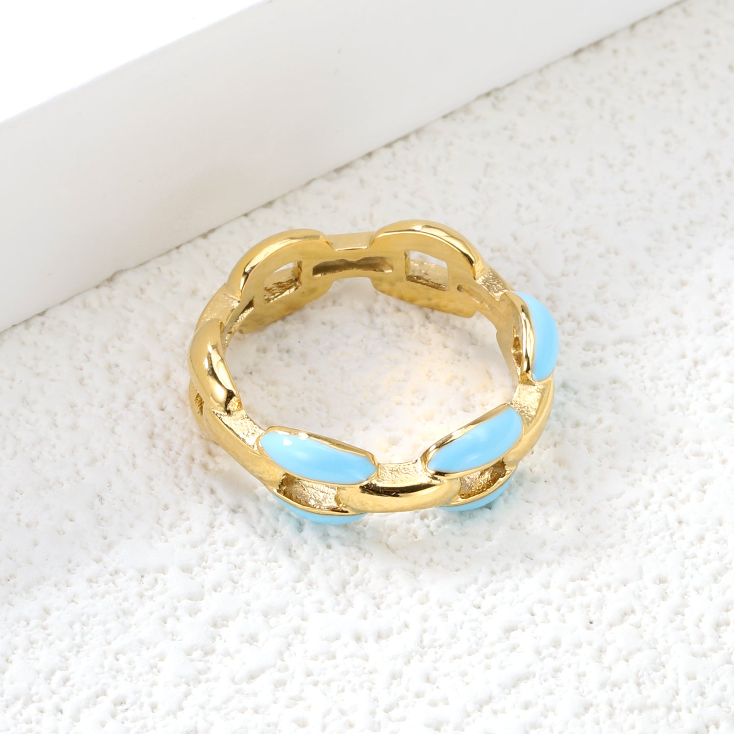 Height 6.5mm Ring-White/Purple/Pink/Blue Oil Drops Gold Color asonjewelry