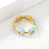 Height 6.5mm Ring-White/Purple/Pink/Blue Oil Drops Gold Color