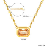 10*7mm white/pink/champagne zirconia 0.35 cross chain 40+5cm+6mm round pendant necklace gold