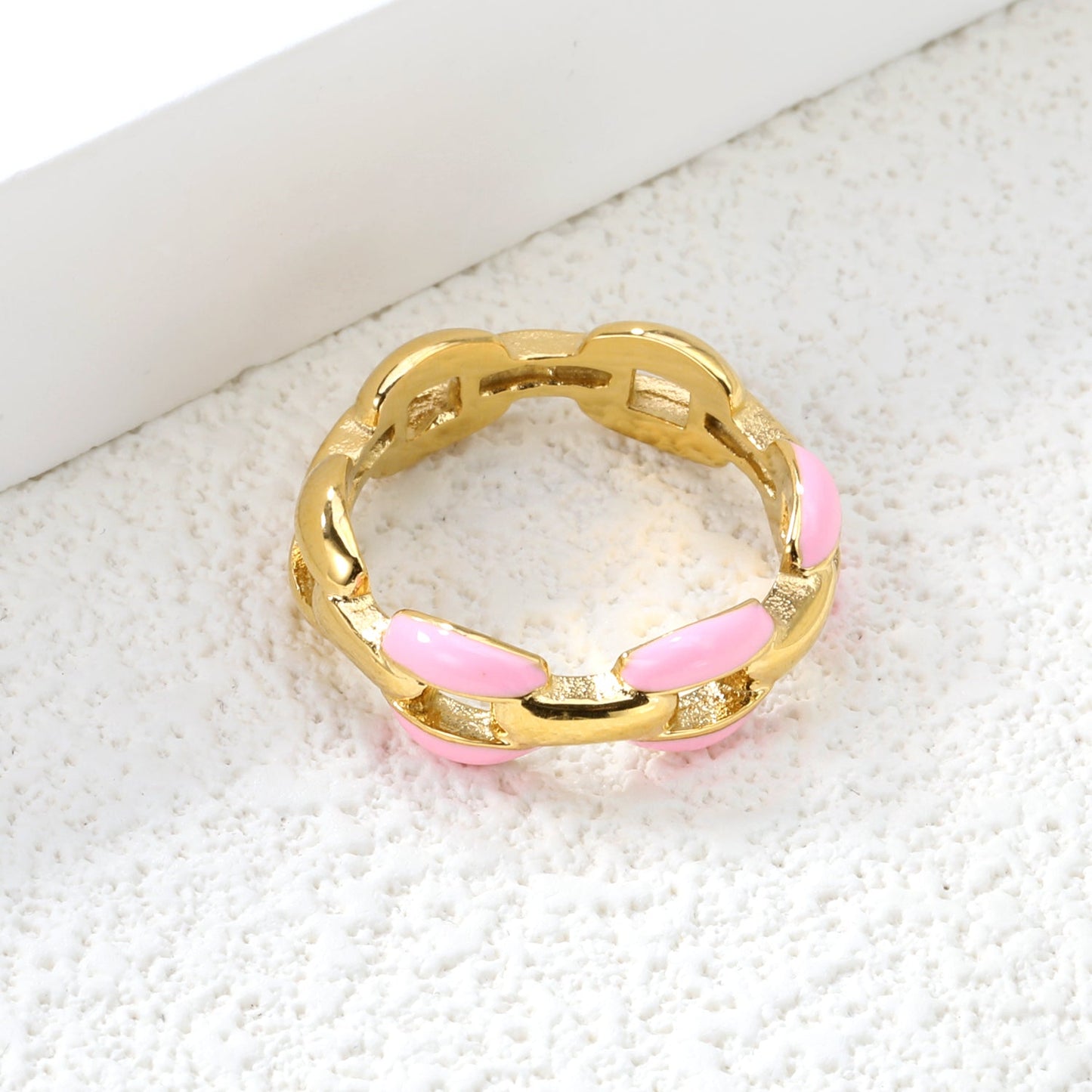 Height 6.5mm Ring-White/Purple/Pink/Blue Oil Drops Gold Color asonjewelry