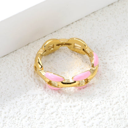 Height 6.5mm Ring-White/Purple/Pink/Blue Oil Drops Gold Color asonjewelry