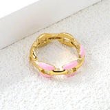 Height 6.5mm Ring-White/Purple/Pink/Blue Oil Drops Gold Color