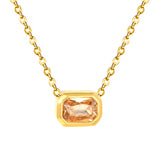 10*7mm white/pink/champagne zirconia 0.35 cross chain 40+5cm+6mm round pendant necklace gold