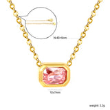 10*7mm white/pink/champagne zirconia 0.35 cross chain 40+5cm+6mm round pendant necklace gold