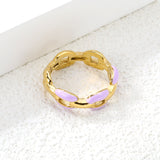 Height 6.5mm Ring-White/Purple/Pink/Blue Oil Drops Gold Color