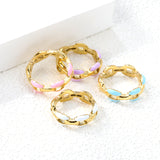 Height 6.5mm Ring-White/Purple/Pink/Blue Oil Drops Gold Color