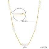 5x5mm 15 freshwater pearls 0.35 cross chain 40+5cm + 6mm round pendant necklace, gold