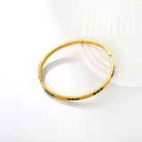Width 3.9mm, inner diameter 60mm, French CNC green diamond bracelet, gold color