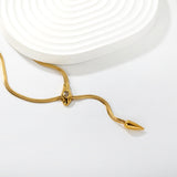 5.9*14mm snake tail, 7.5*18mm snake head, 4mm flat snake chain, 50+5cm+6mm round tail label, sweater chain, golden color