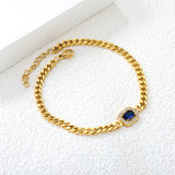 10.8*8.8mm rectangle blue zirconium + CNC white zirconium circle accessory 18+3cm bracelet gold color