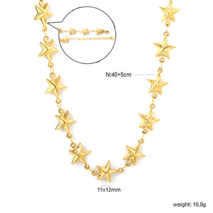 11x12mm 21 hollow stars, 40+5cm + 6mm round tag, gold