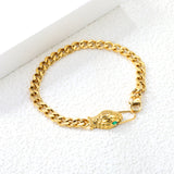 10*17.2mm Snake Head Sticky Emerald Zirconium Fittings 18cm Bracelet Gold Color