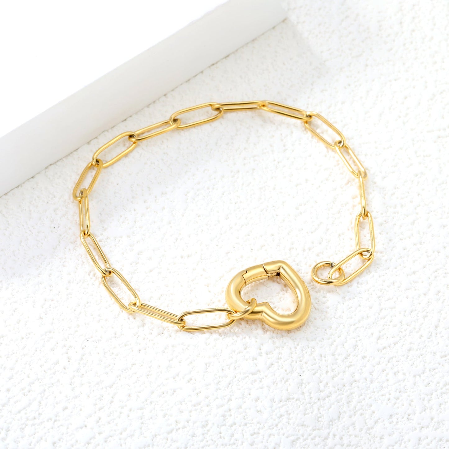 Wire 3*17*16mm Peach Heart Clasp Accessory 18+3cm+6mm Round Plaque Bracelet Golden asonjewelry