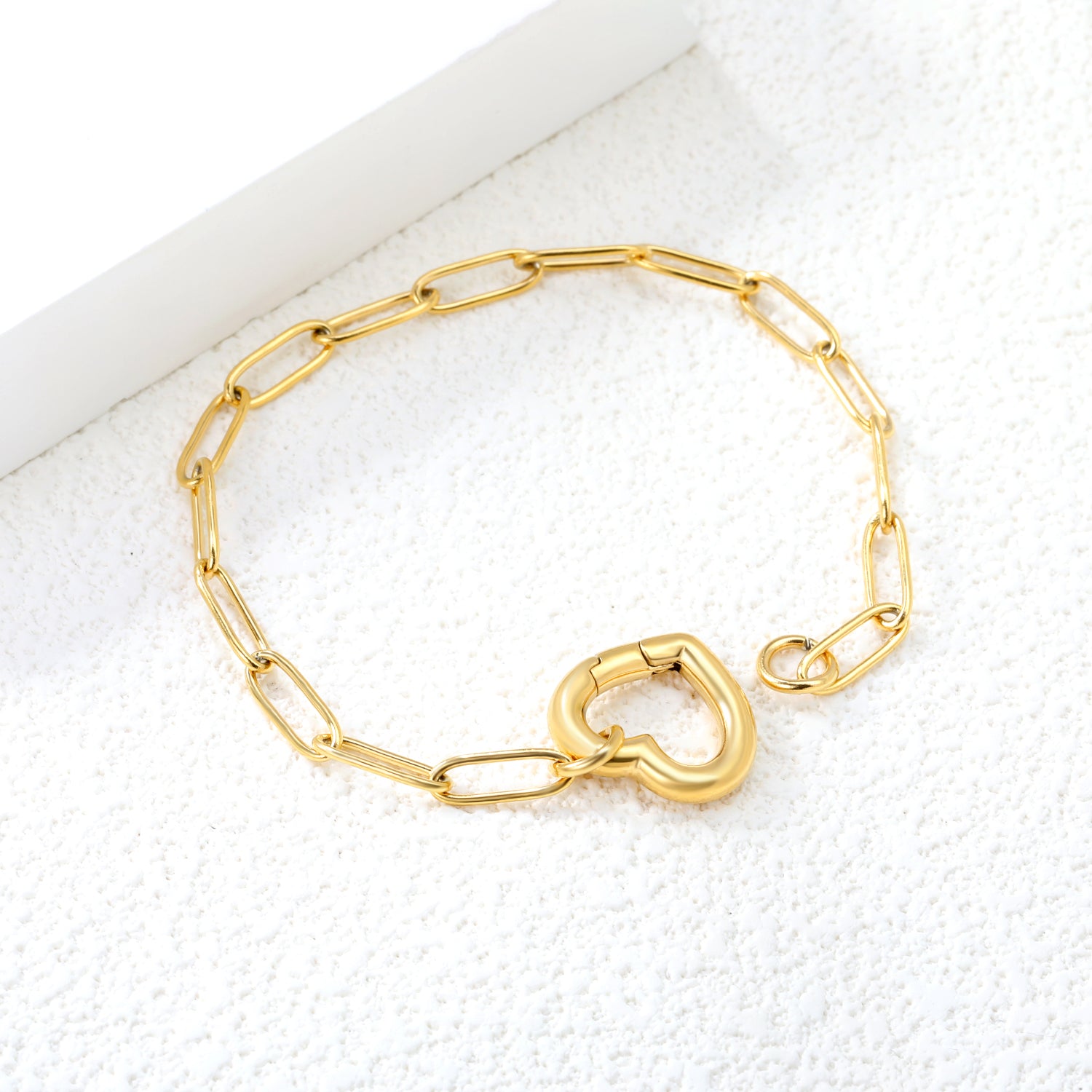 Wire 3*17*16mm Peach Heart Clasp Accessory 18+3cm+6mm Round Plaque Bracelet Golden asonjewelry
