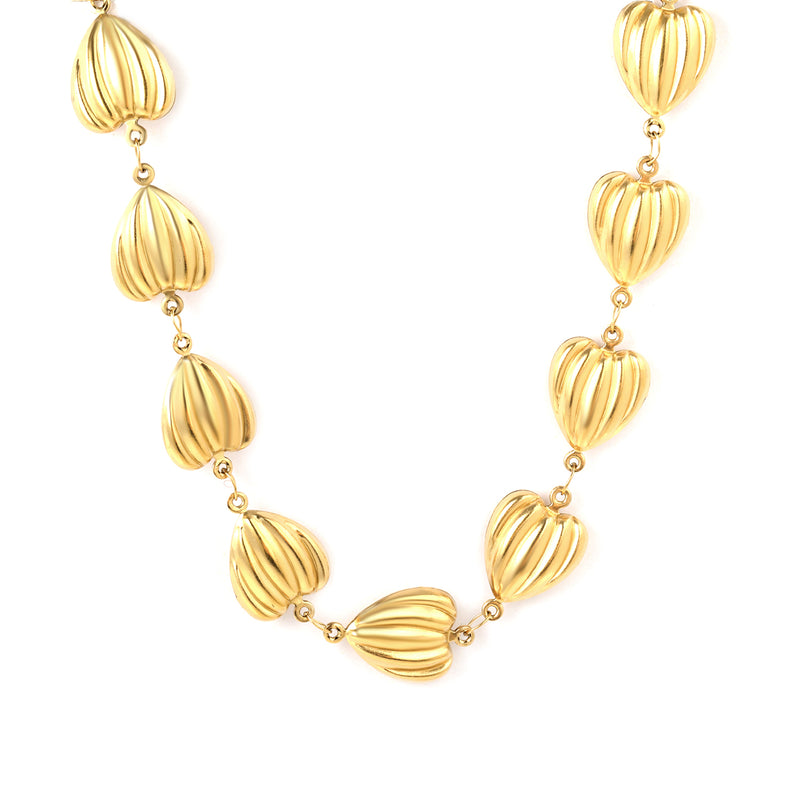 15x14mm 17 hollow heart-shaped 40+5cm+6mm round pendant, gold