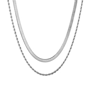 3mm x 40cm blade + 2mm x 45cm twisted double chain with 5cm chain + 10 x 3mm square tag. Steel color / gold color