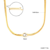 10mm Swarovski white diamond 4.2mm encrypted Cuban 40+5cm+6mm round pendant necklace, gold