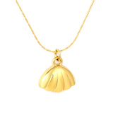 13x10mm shell pendant, 0.3 cross hammer round, 40+5cm + 6mm round tag, gold