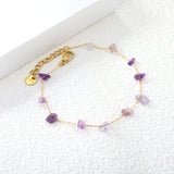 White Turquoise/ Amethyst/ Pink/ Sky Blue/ Turquoise/ Mixed Color Stone Accessories 0.3 Cross Chain*17+3cm+6mm Round Plaque Bracelet Golden