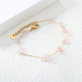 White Turquoise/ Amethyst/ Pink/ Sky Blue/ Turquoise/ Mixed Color Stone Accessories 0.3 Cross Chain*17+3cm+6mm Round Plaque Bracelet Golden
