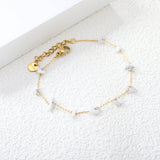 White Turquoise/ Amethyst/ Pink/ Sky Blue/ Turquoise/ Mixed Color Stone Accessories 0.3 Cross Chain*17+3cm+6mm Round Plaque Bracelet Golden