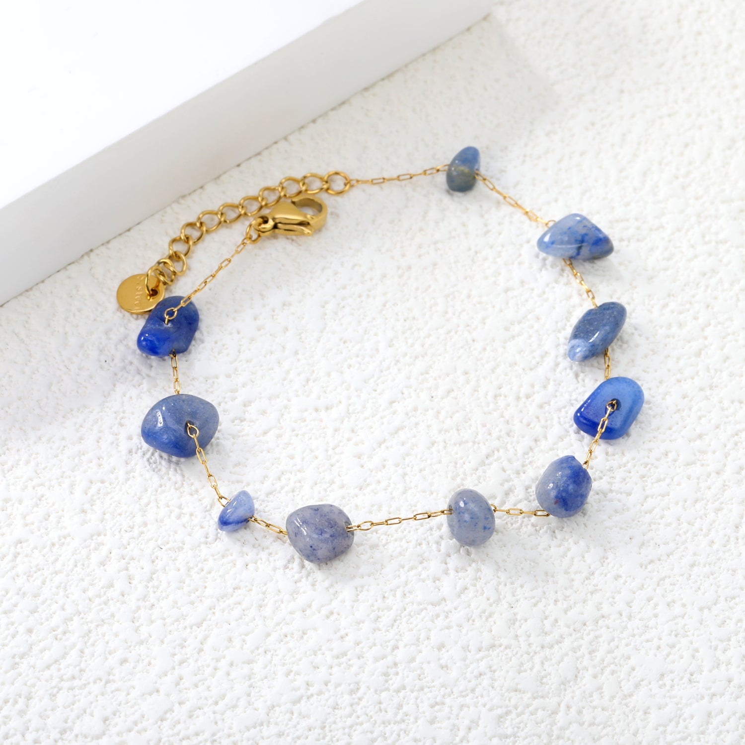 White Turquoise/ Amethyst/ Pink/ Sky Blue/ Turquoise/ Mixed Color Stone Accessories 0.3 Cross Chain*17+3cm+6mm Round Plaque Bracelet Golden asonjewelry