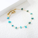 White Turquoise/ Amethyst/ Pink/ Sky Blue/ Turquoise/ Mixed Color Stone Accessories 0.3 Cross Chain*17+3cm+6mm Round Plaque Bracelet Golden