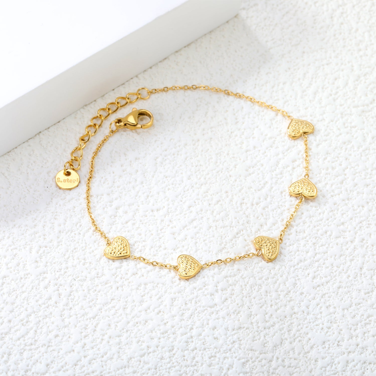 6.3*5.5mm heart-shaped black/purple/red/pink/dark blue oil-dripping accessories 0.3 cross chain *18+3cm+6mm round sign bracelet gold color asonjewelry