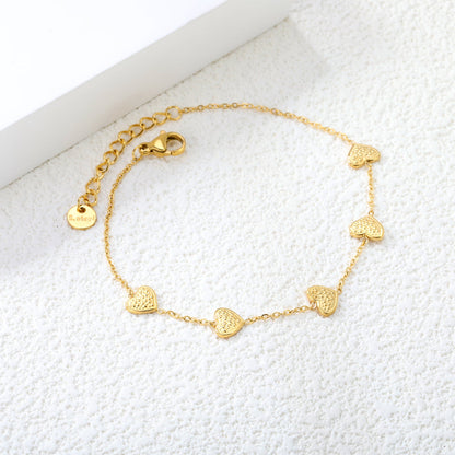 6.3*5.5mm heart-shaped black/purple/red/pink/dark blue oil-dripping accessories 0.3 cross chain *18+3cm+6mm round sign bracelet gold color asonjewelry