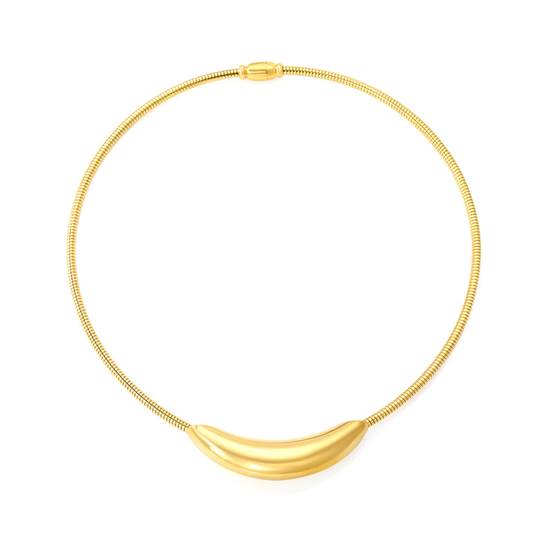 12 x 55mm hollow arched 3.0mm spring snake chain 40cm necklace, steel color/gold color
