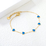 6.3*5.5mm heart-shaped black/purple/red/pink/dark blue oil-dripping accessories 0.3 cross chain *18+3cm+6mm round sign bracelet gold color