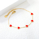 6.3*5.5mm heart-shaped black/purple/red/pink/dark blue oil-dripping accessories 0.3 cross chain *18+3cm+6mm round sign bracelet gold color