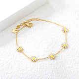 8mm six-petal flower white/black/purple/blue oil drop accessories 0.35 cross chain *18+3cm+6mm round sign bracelet gold color