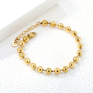 6mm bead chain*18+3cm+6mm round tag bracelet steel color