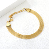 Width 6mm/8mm*Thickness 1mm Flat Mesh Bracelet 18+3cm+6mm Round Tail Plate Gold/ Steel