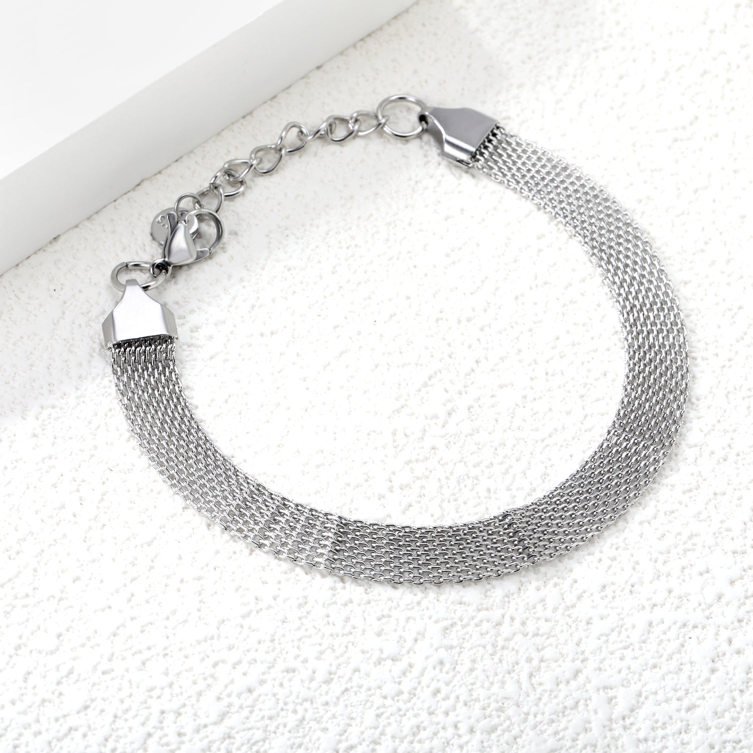 Width 6mm/8mm*Thickness 1mm Flat Mesh Bracelet 18+3cm+6mm Round Tail Plate Gold/ Steel asonjewelry