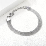 Width 6mm/8mm*Thickness 1mm Flat Mesh Bracelet 18+3cm+6mm Round Tail Plate Gold/ Steel