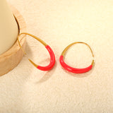 29*39.2mm Egg-Shaped Hoop Earrings Gold Drip Rose Red Drip Light Blue