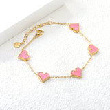 11.3*10.5mm heart shape sticky double-sided white shell/black/red/pink/green horizontal acrylic accessories 18+5cm+6mm round plaque Bracelet gold color