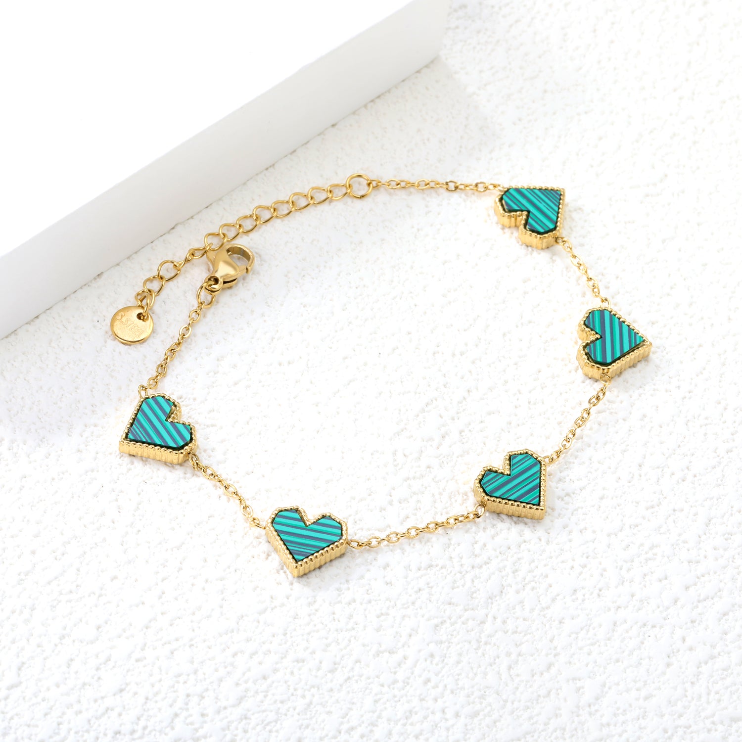 11.3*10.5mm heart shape sticky double-sided white shell/black/red/pink/green horizontal acrylic accessories 18+5cm+6mm round plaque Bracelet gold color asonjewelry