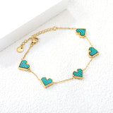 11.3*10.5mm heart shape sticky double-sided white shell/black/red/pink/green horizontal acrylic accessories 18+5cm+6mm round plaque Bracelet gold color