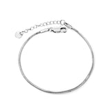 2.0mm/2.4mm Square Snake Bone Bracelet 18+3cm+6mm Round Tail Plaque Steel/Golden