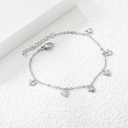 6 x 6mm Small Crown Accessories 17+3cm Bracelet Steel/Gold asonjewelry